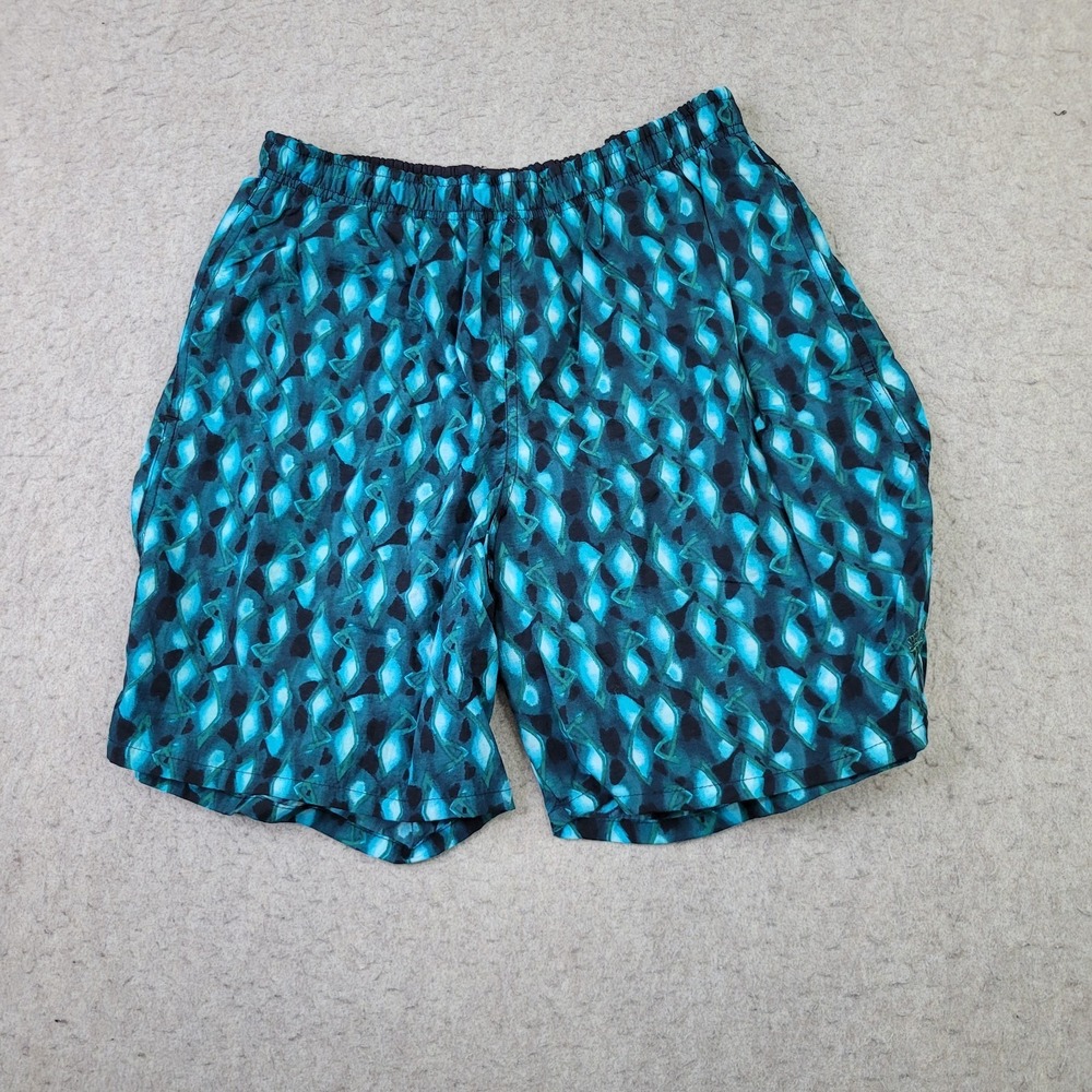 Vintage Speedo Swimming Shorts Mens Small Blue Geomtric Water Pattern Lined